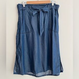 TWIK Simon's 100% Lyocell  Skirt Paperbag Elastic Waist Side Slits Western Rodeo